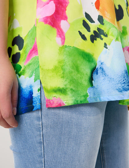 Samoon_Short Sleeve Blouse with a Floral Print_660629-21140_5752_07