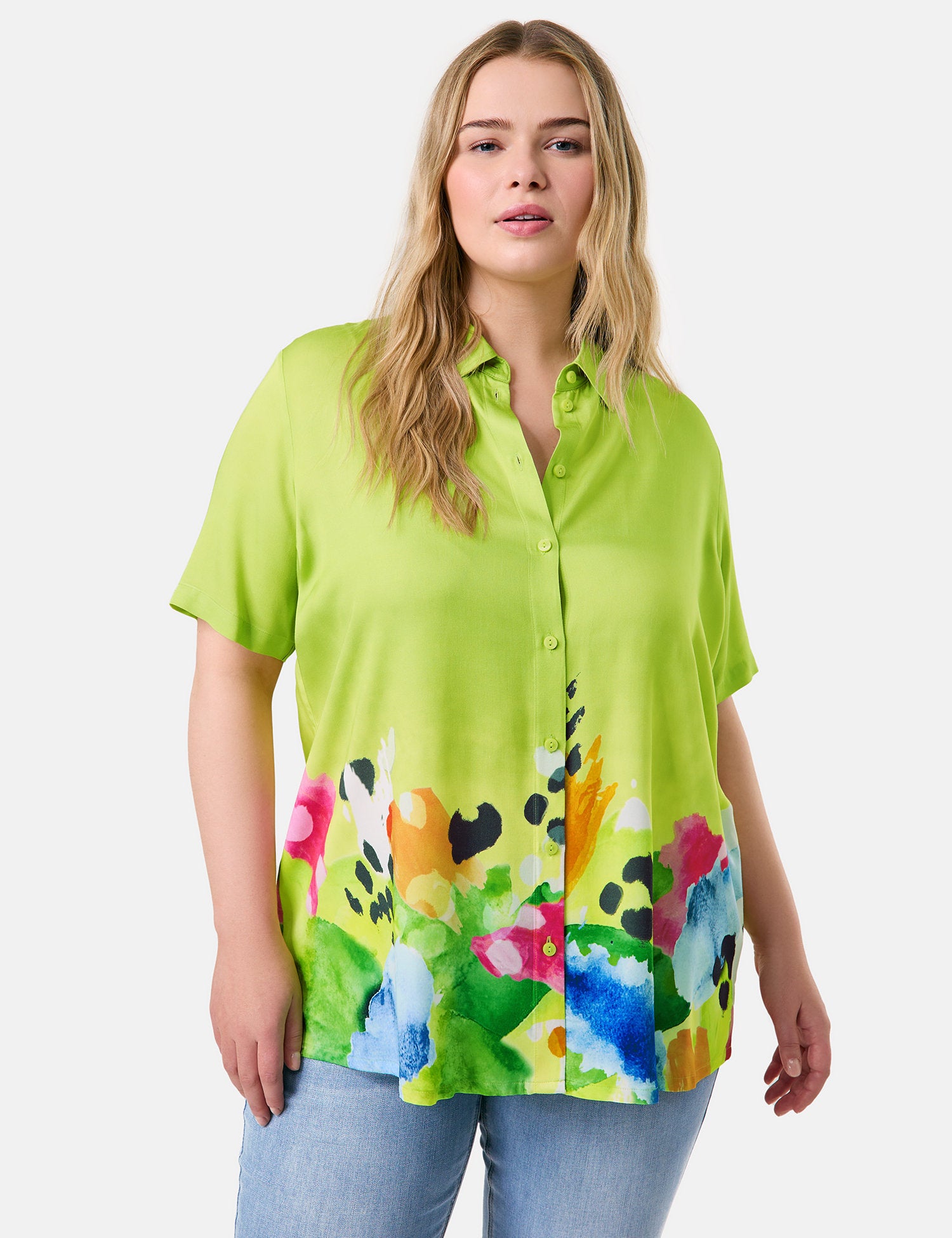 Samoon_Short Sleeve Blouse with a Floral Print_660629-21140_5752_08