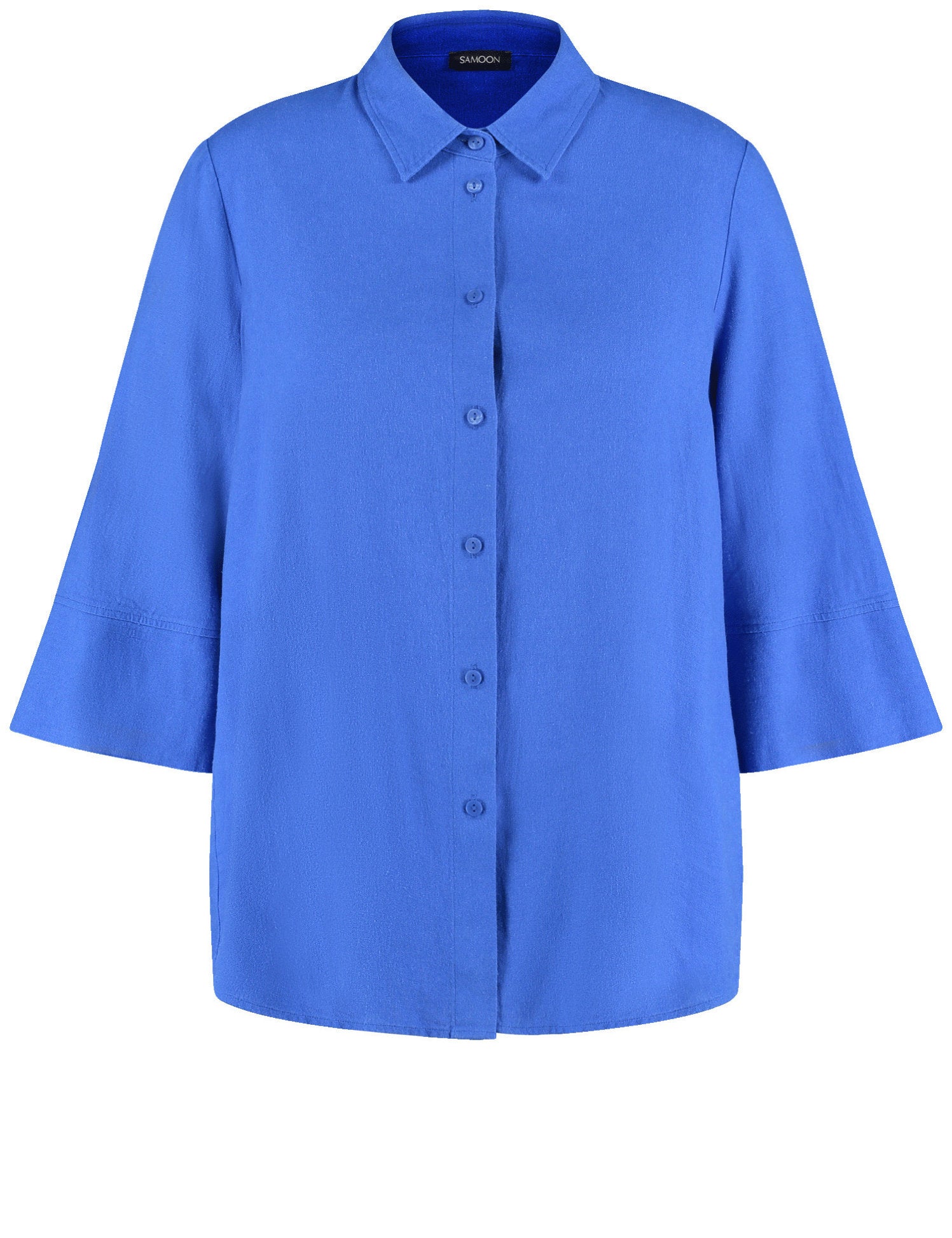 Samoon_Viscose/Linen Blend Blouse with 3/4-Length Sleeves_660632-21142_8960_02