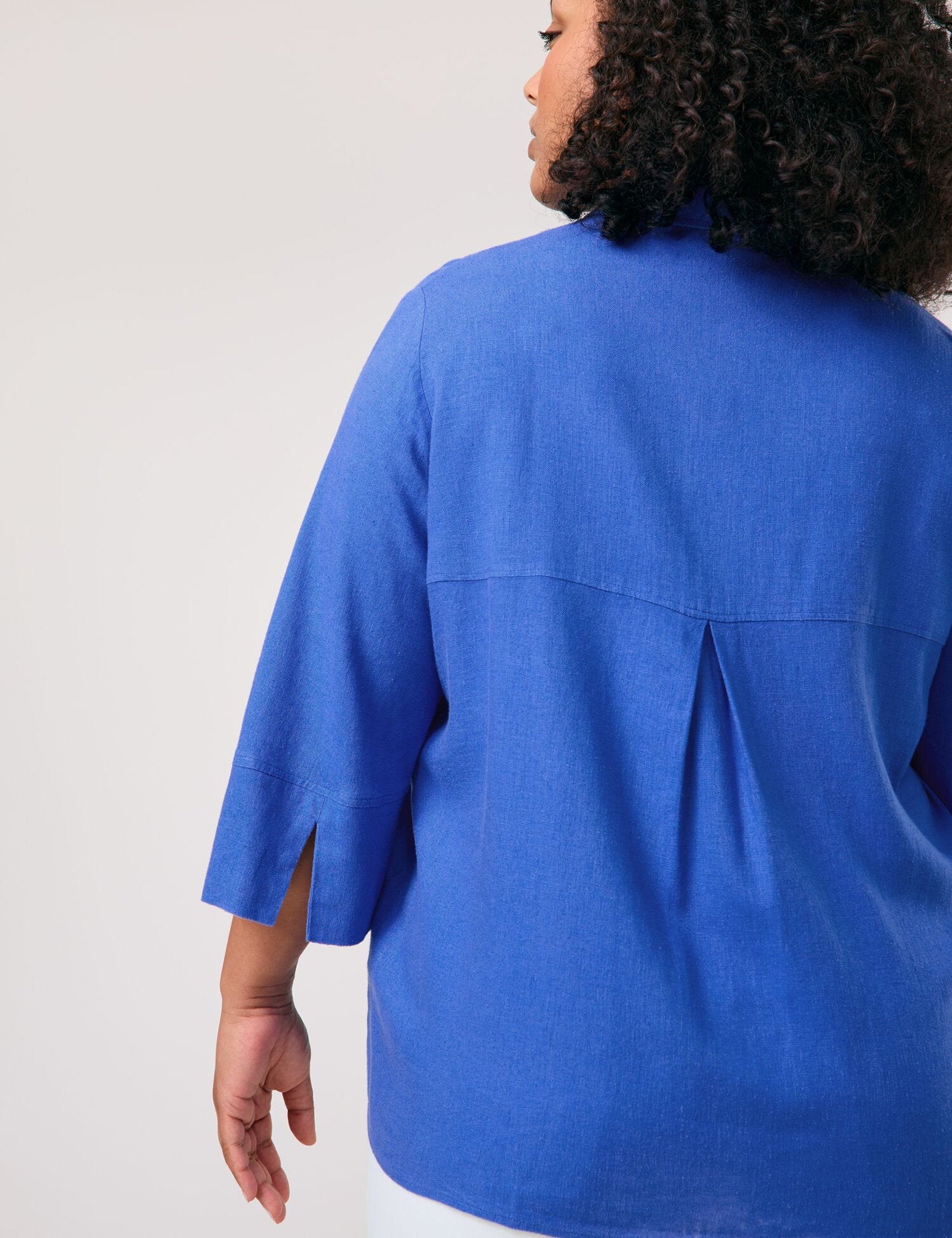 Samoon_Viscose/Linen Blend Blouse with 3/4-Length Sleeves_660632-21142_8960_06