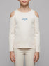 Springfield White Girls Rib Long Sleeve Off-The-Shoulder T-Shirt SKU: 6643123_96 Image 00