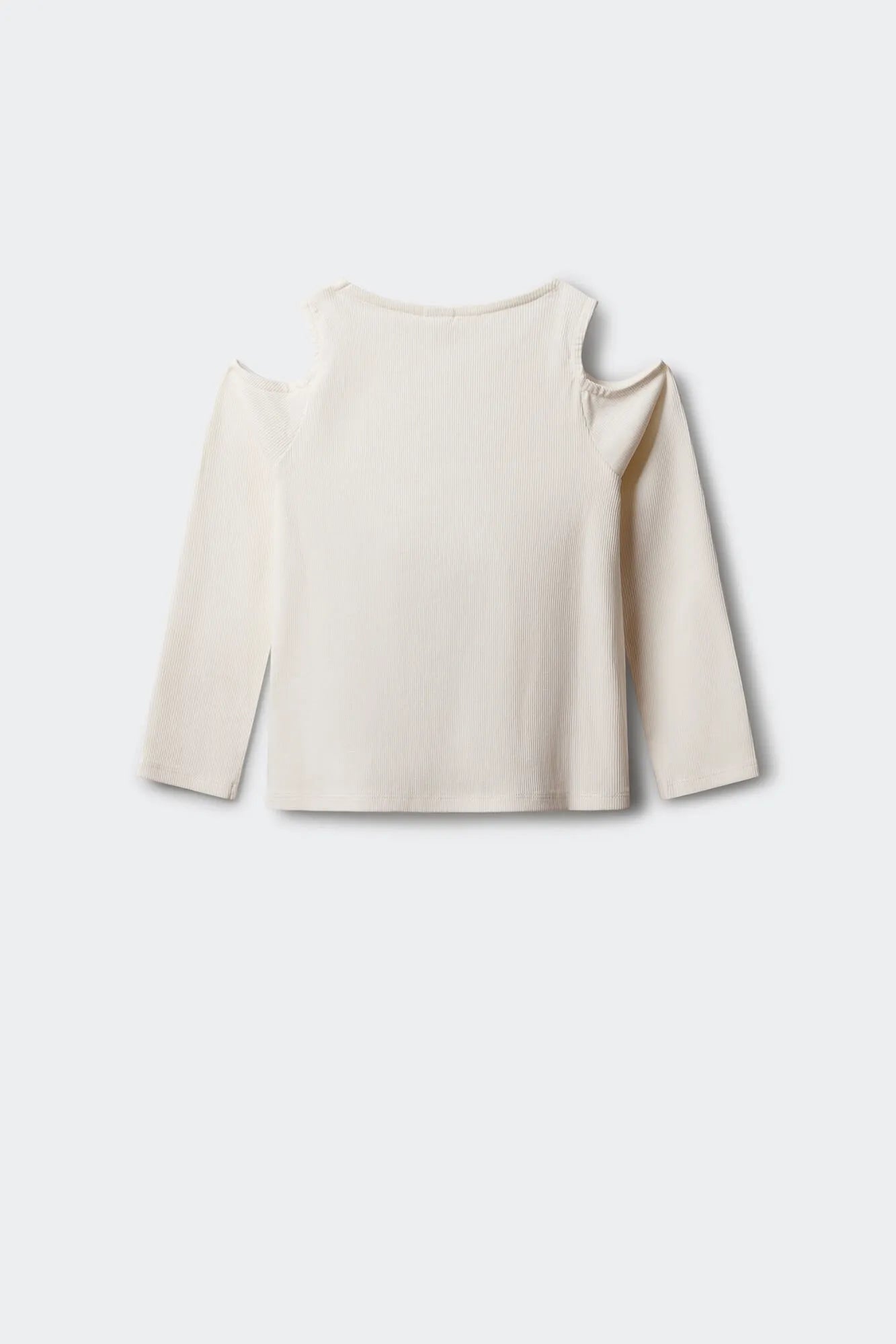 Springfield White Girls Rib Long Sleeve Off-The-Shoulder T-Shirt SKU: 6643123_96 Image 02