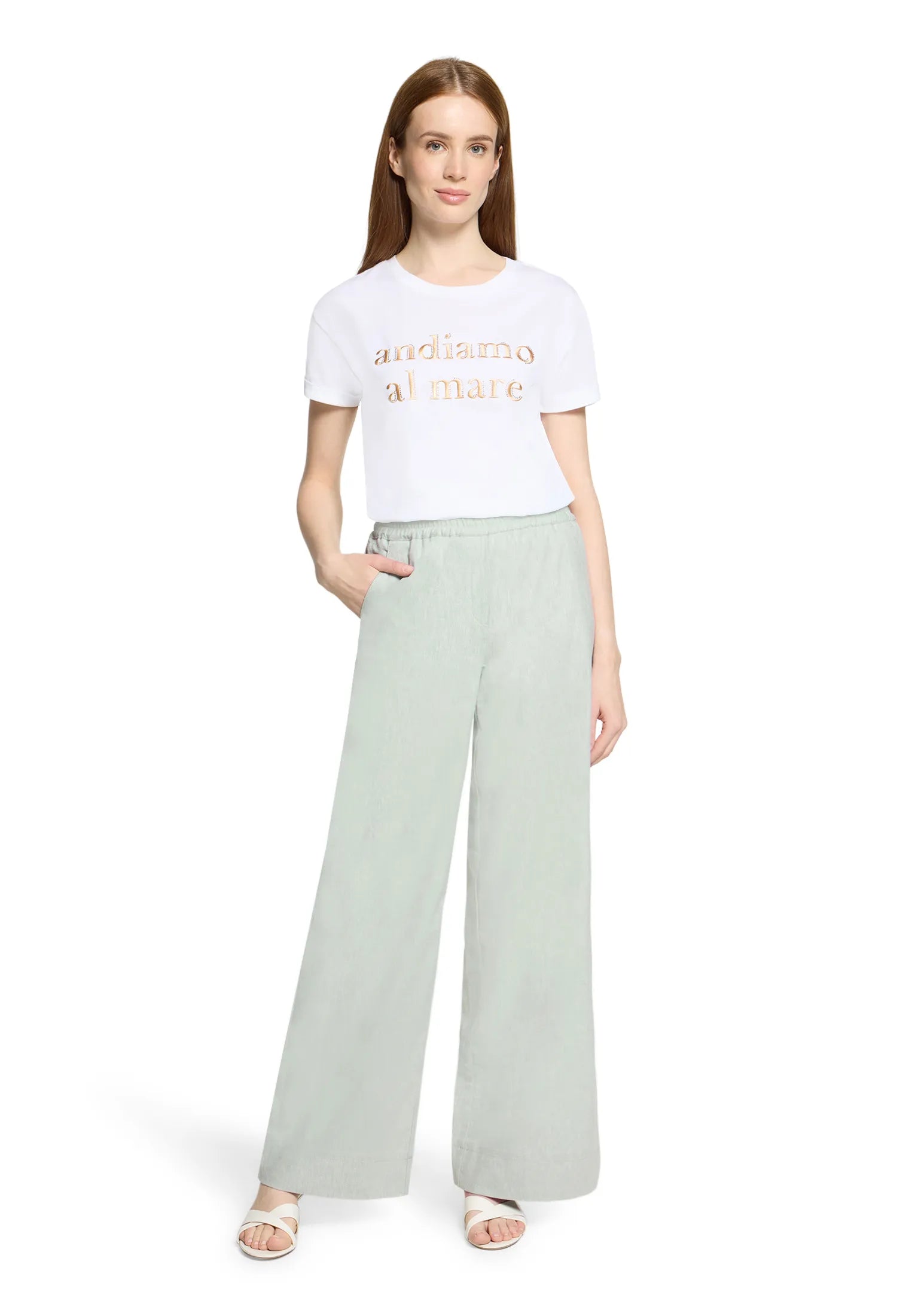 Betty Barclay Green/Cream Women Pants Casual 1/1 Length SKU: 6688-3206_5811 Image 02