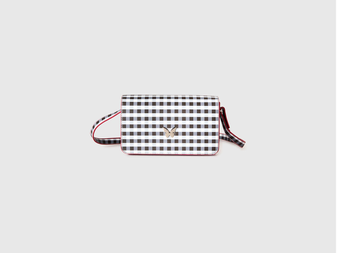 Benetton Black Girls Vichy Crossbody Bag SKU: 66RVRY005_100 Image 01