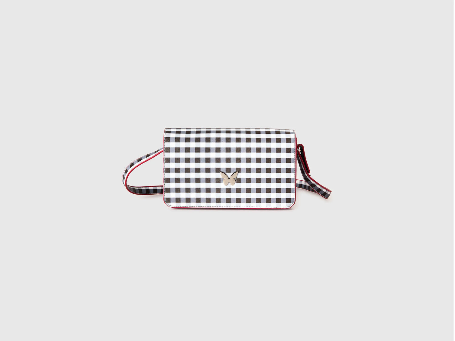 Benetton Black Girls Vichy Crossbody Bag SKU: 66RVRY005_100 Image 01