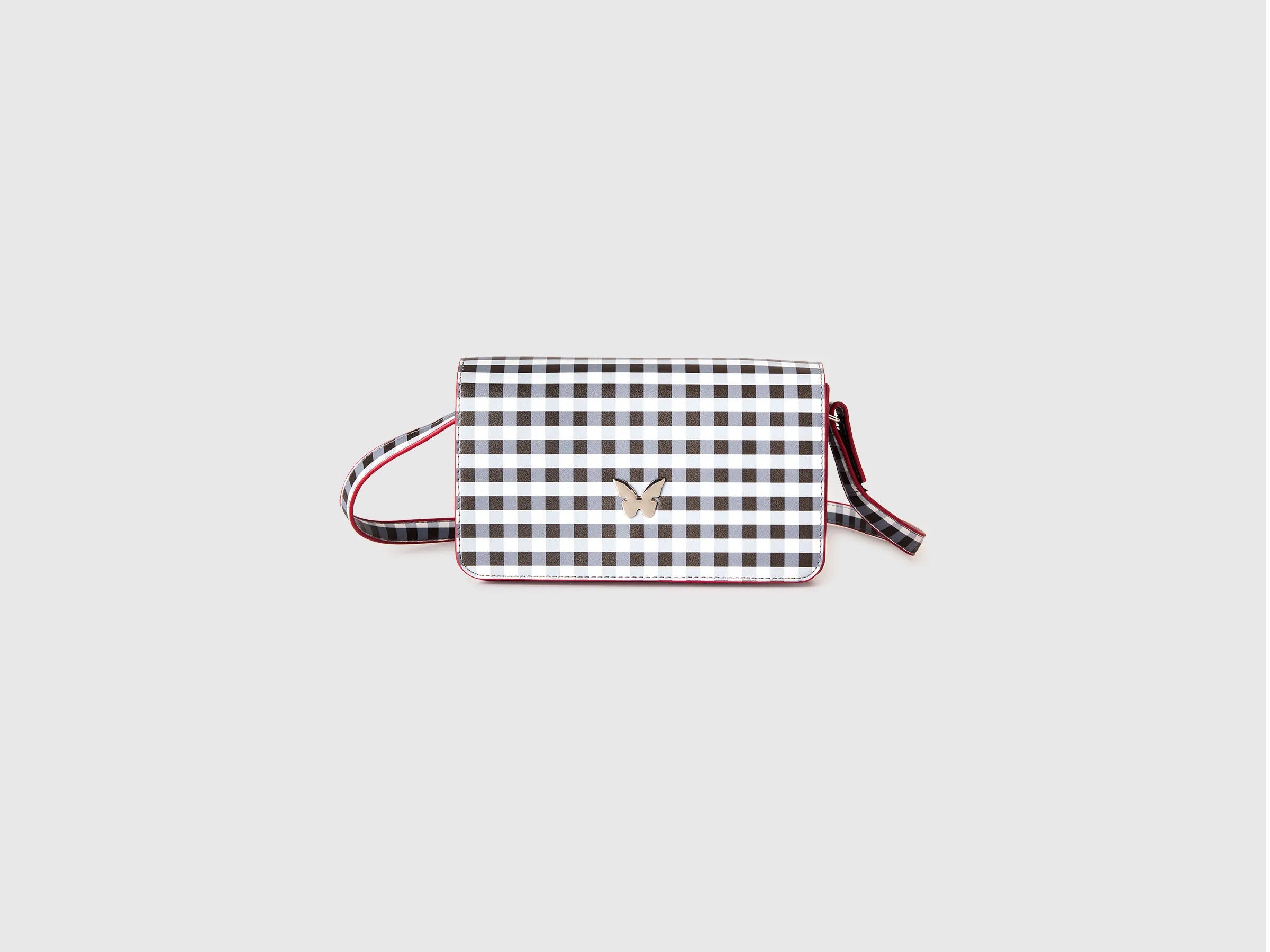 Benetton Black Girls Vichy Crossbody Bag SKU: 66RVRY005_100 Image 01