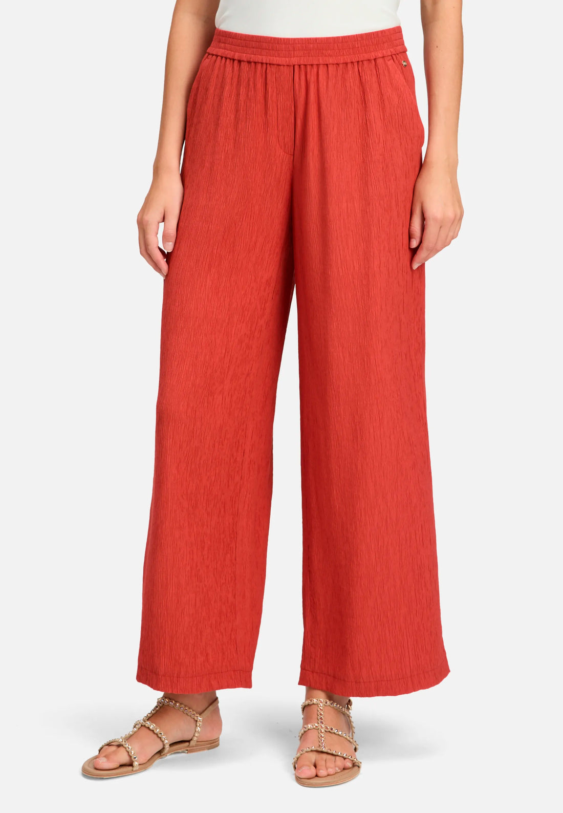 Betty Barclay Rust Red Women Textured Pull-On Trousers SKU: 6700-3338_4429 Image 01
