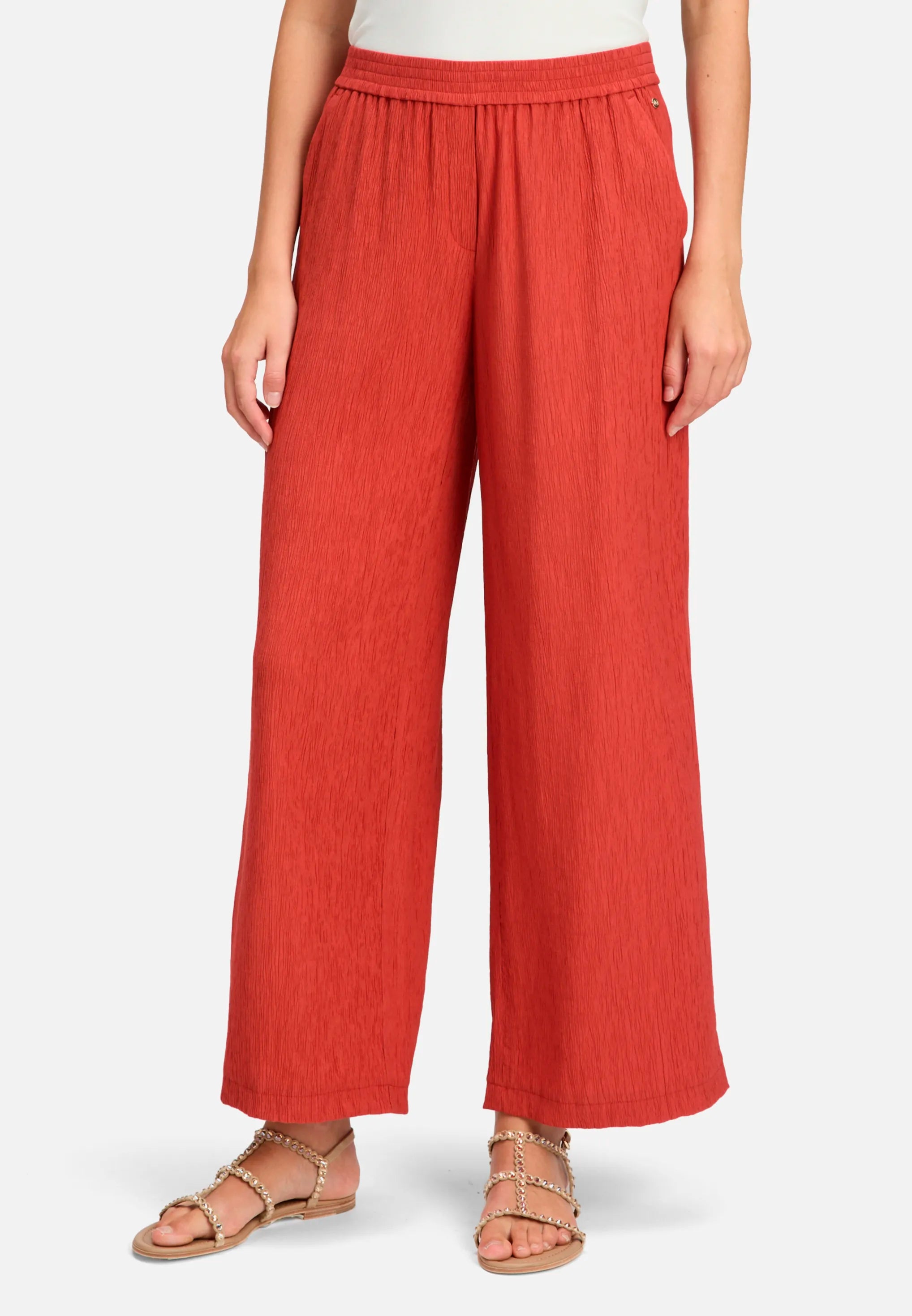 Betty Barclay Rust Red Women Textured Pull-On Trousers SKU: 6700-3338_4429 Image 01
