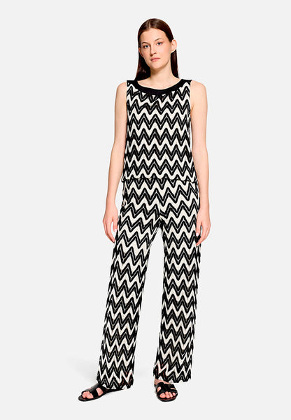 Betty Barclay Black/Cream Women Textured Pull-On Trousers SKU: 6702-3376_9812 Image 02