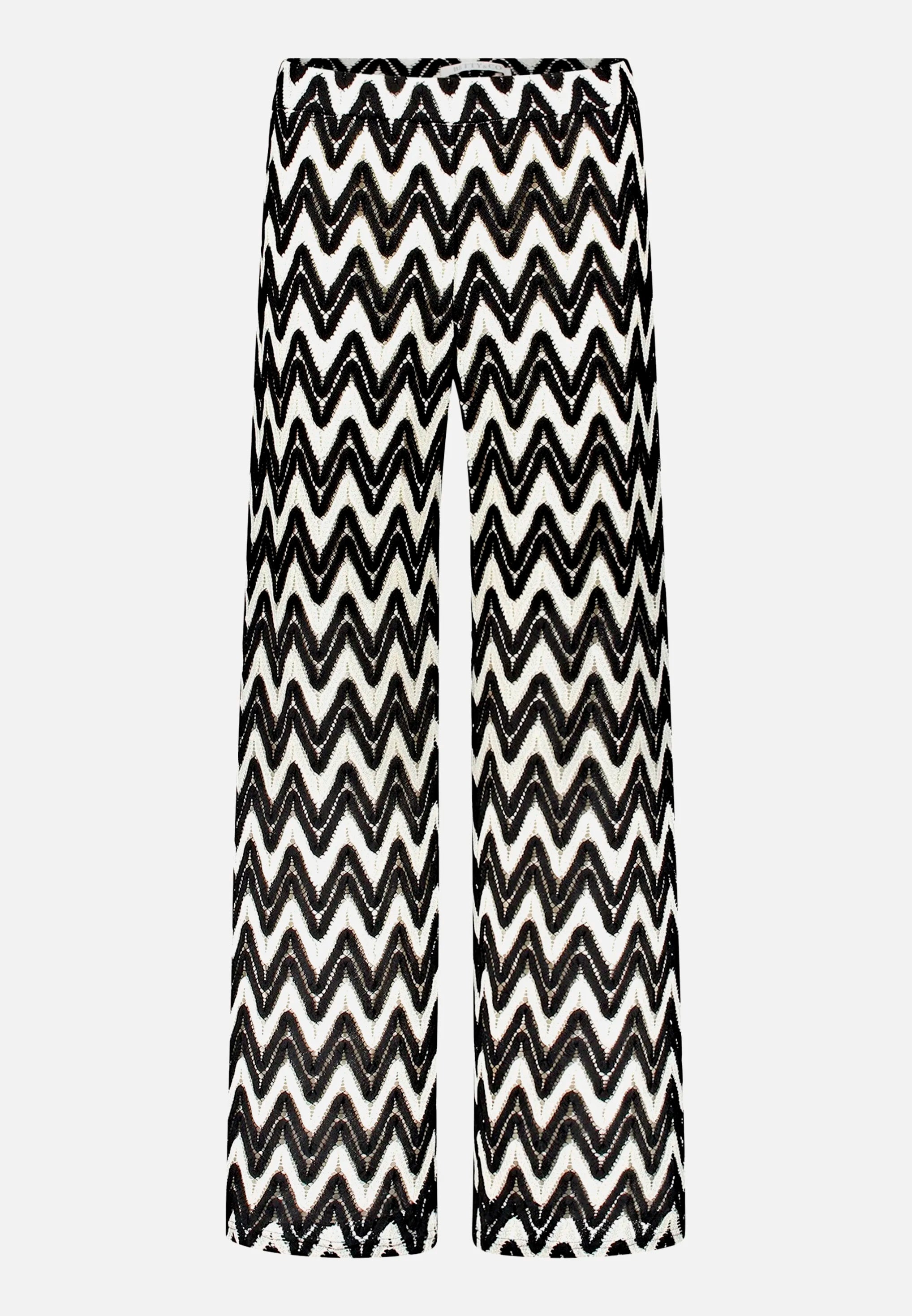 Betty Barclay Black/Cream Women Textured Pull-On Trousers SKU: 6702-3376_9812 Image 04
