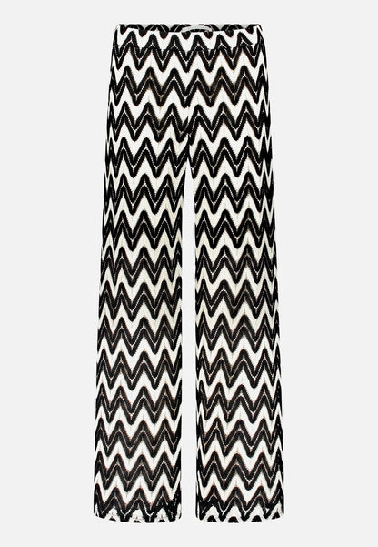 Betty Barclay Black/Cream Women Textured Pull-On Trousers SKU: 6702-3376_9812 Image 04