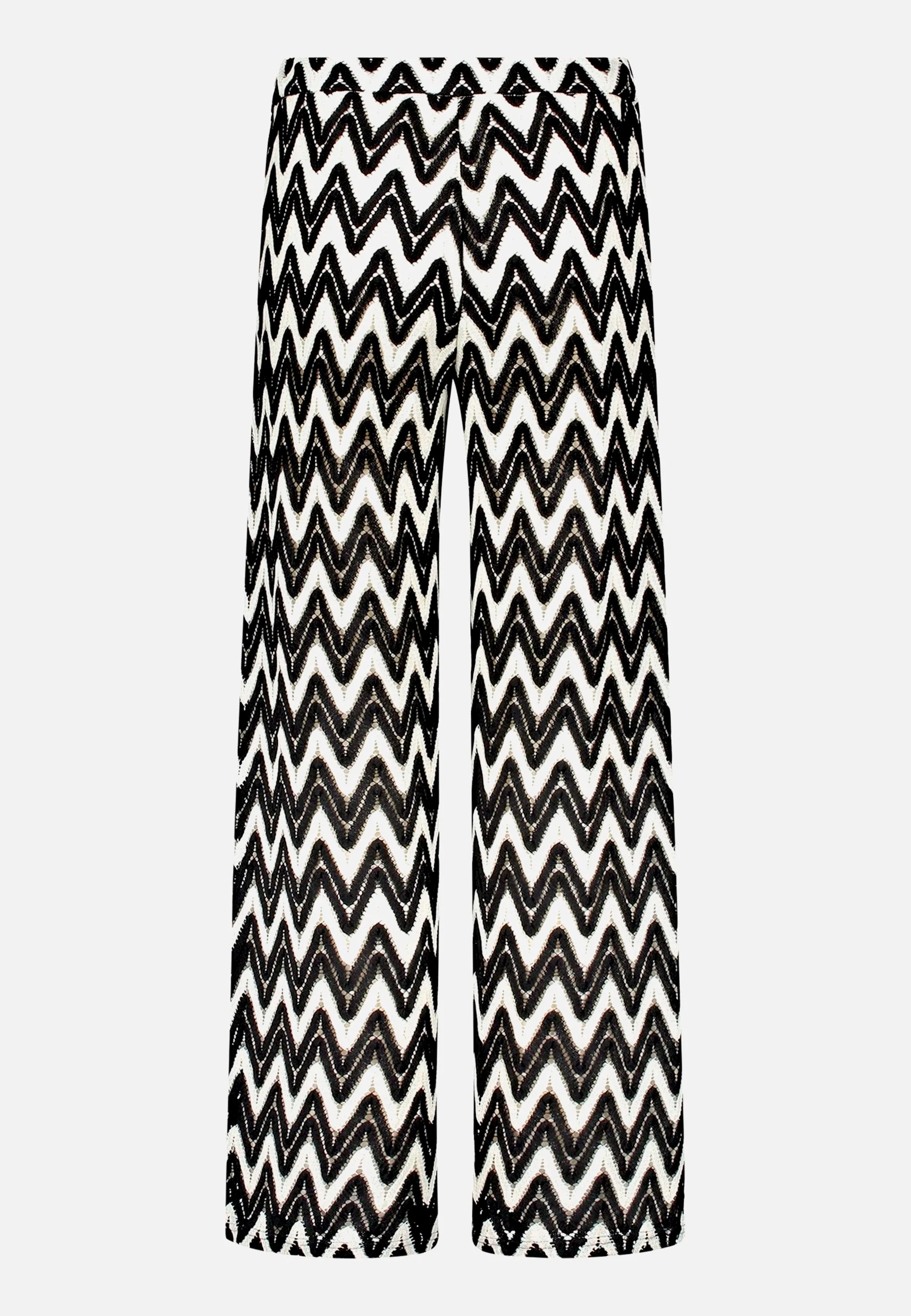 Betty Barclay Black/Cream Women Textured Pull-On Trousers SKU: 6702-3376_9812 Image 05