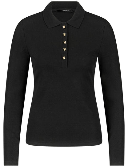 Fine Long-Sleeved Polo Shirt_671456-16425_1100_02