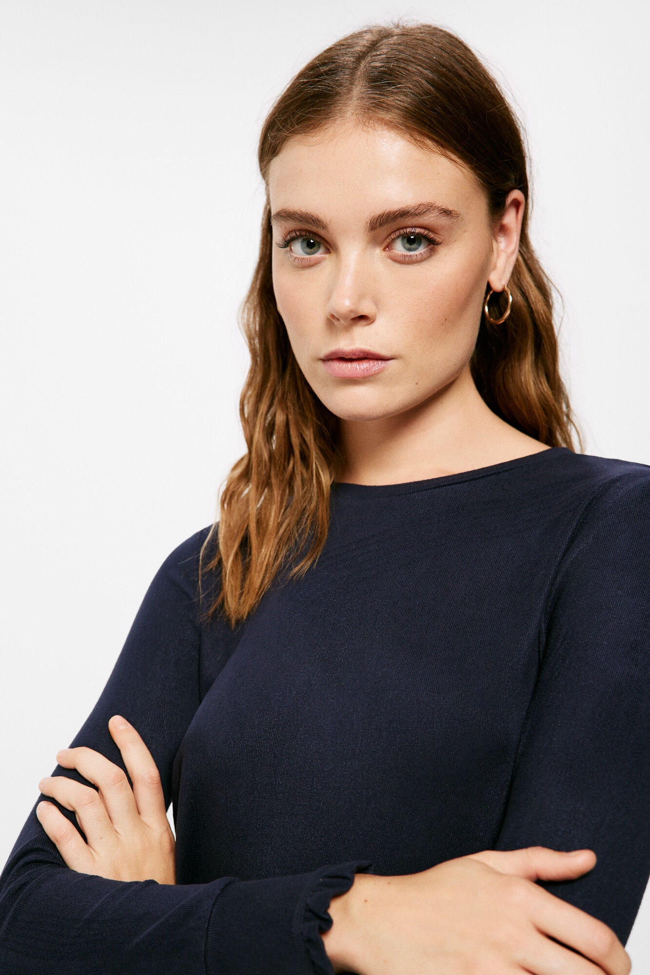 Long Sleeve T Shirt With Ruffle Hem_6765935_10_03