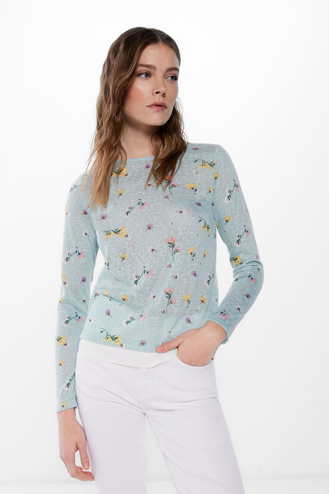 Long Sleeve T Shirt With Floral Print_6765945_28_01