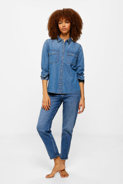 Denim Button Down Shirt With Pockets_6797702_14_04