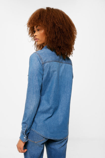 Denim Button Down Shirt With Pockets_6797702_14_06