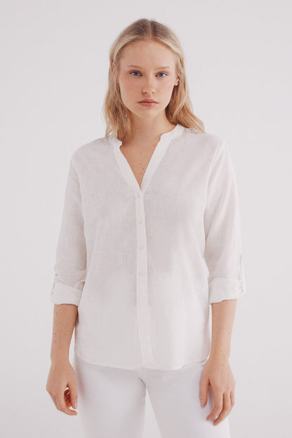 Springfield_Mandarin Collar Linen Shirt_6799711_32_01
