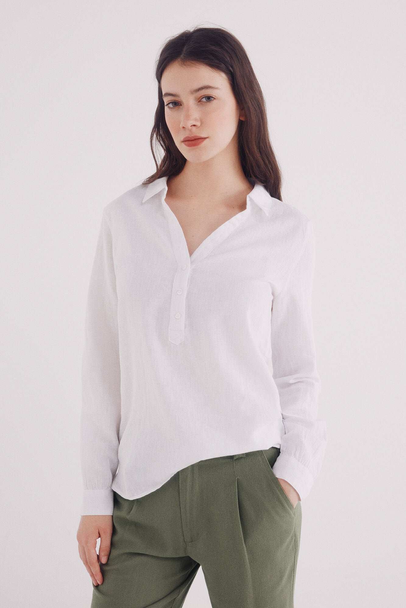 Springfield_Linen Linen Polo Shirt Blouse_6799712_99_01