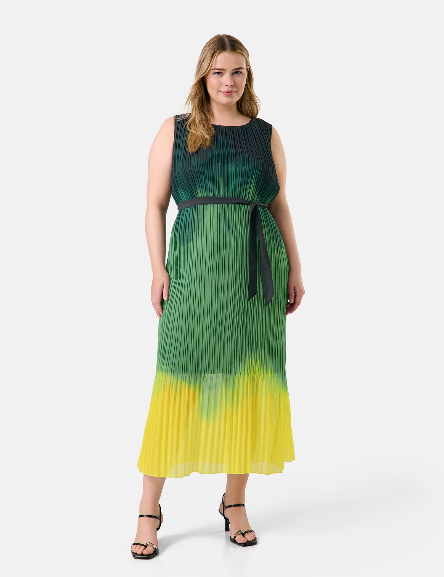 Samoon_Sleeveless Pleated Dress with Colour Graduation_680609-21137_5752_02