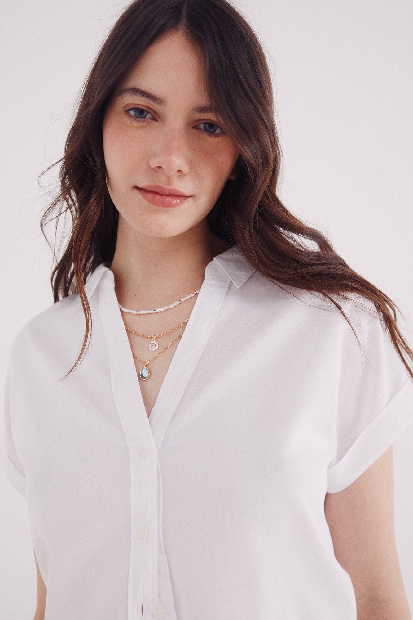 Springfield_White_Short Sleeve Oxford Shirt_6812685_96_02