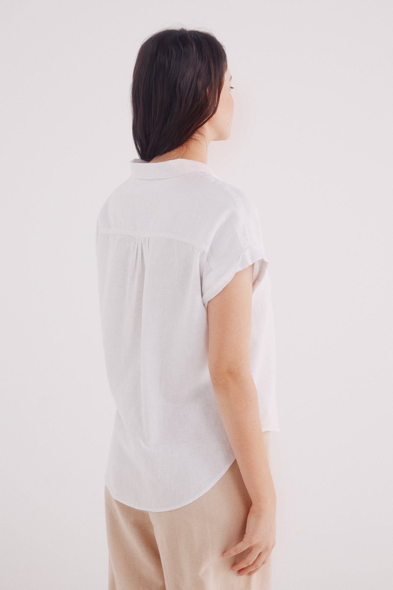 Springfield_Short Sleeve Turn-Up Linen Linen Shirt_6819372_99_04