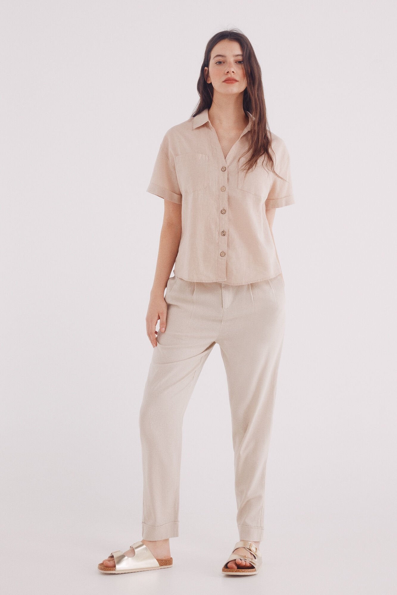 Springfield_Short Sleeve Cotton Linen Shirt_6819373_56_03