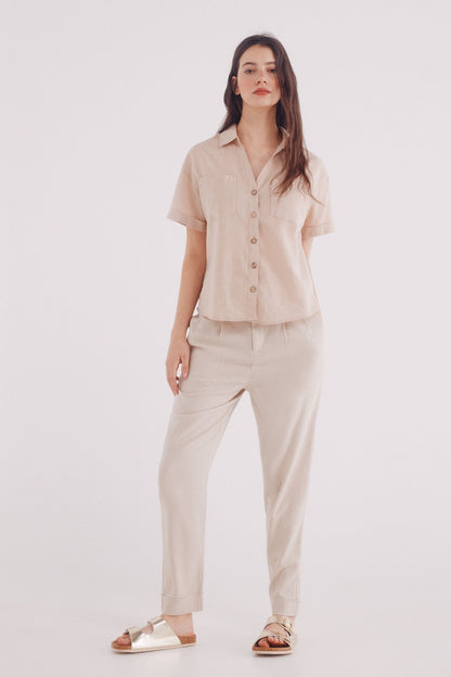 Springfield_Short Sleeve Cotton Linen Shirt_6819373_56_03