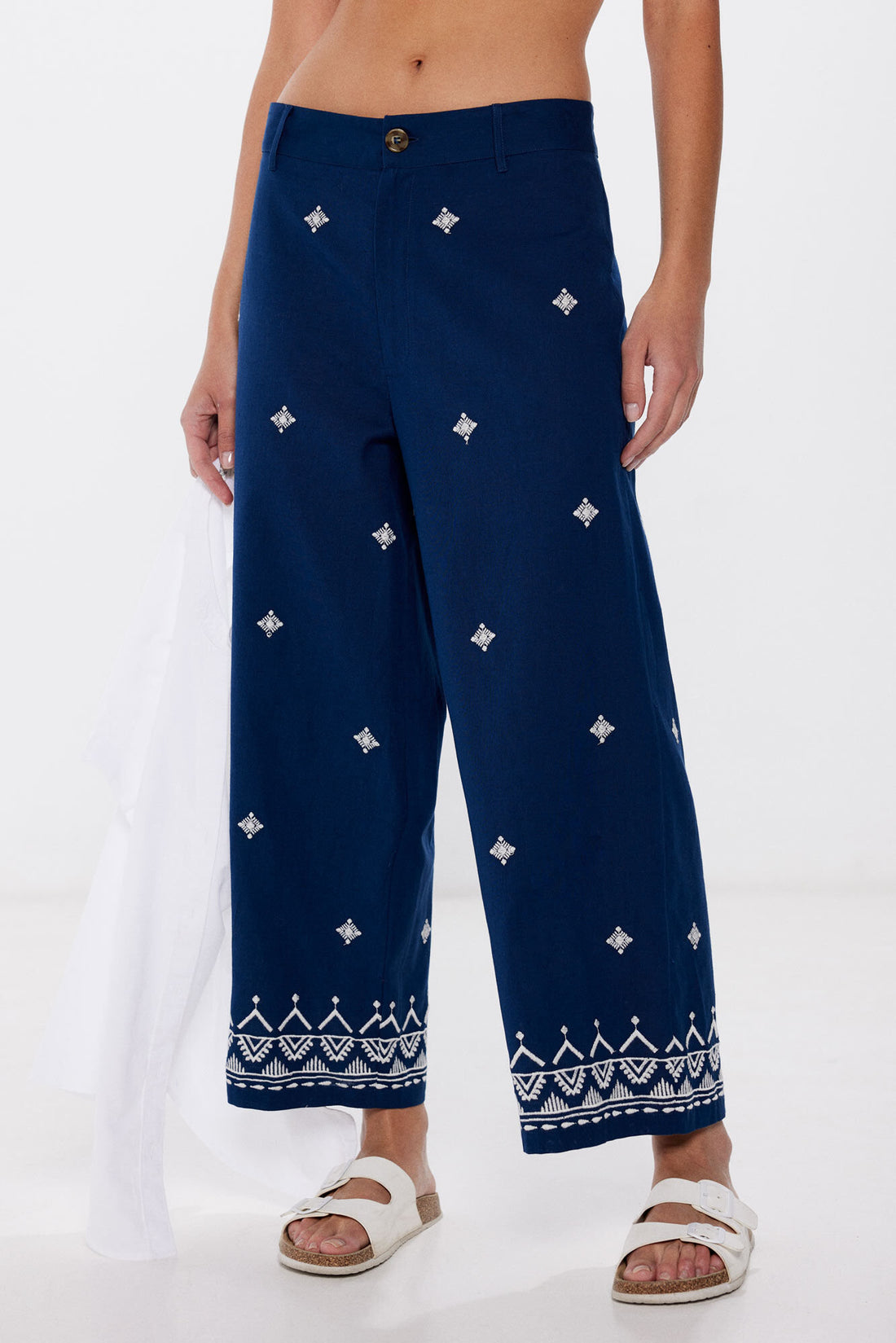 Linen Cotton Embroidered Pants_6838015_10_02