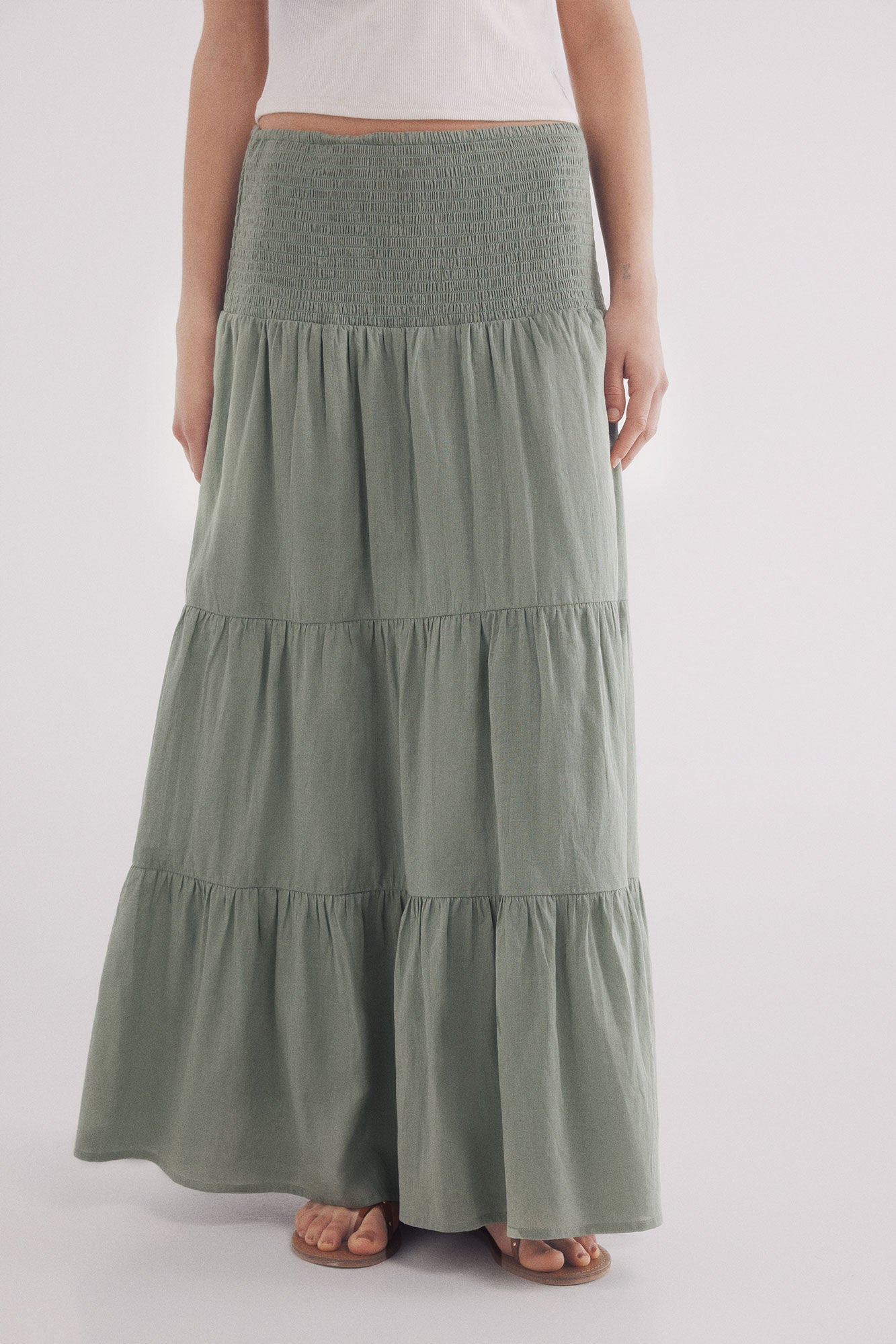Springfield_Green_Long Tiered Skirt_6882877_21_02