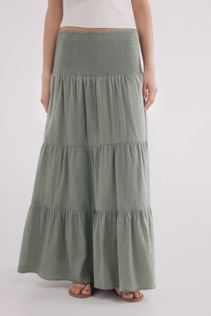 Springfield_Green_Long Tiered Skirt_6882877_21_02
