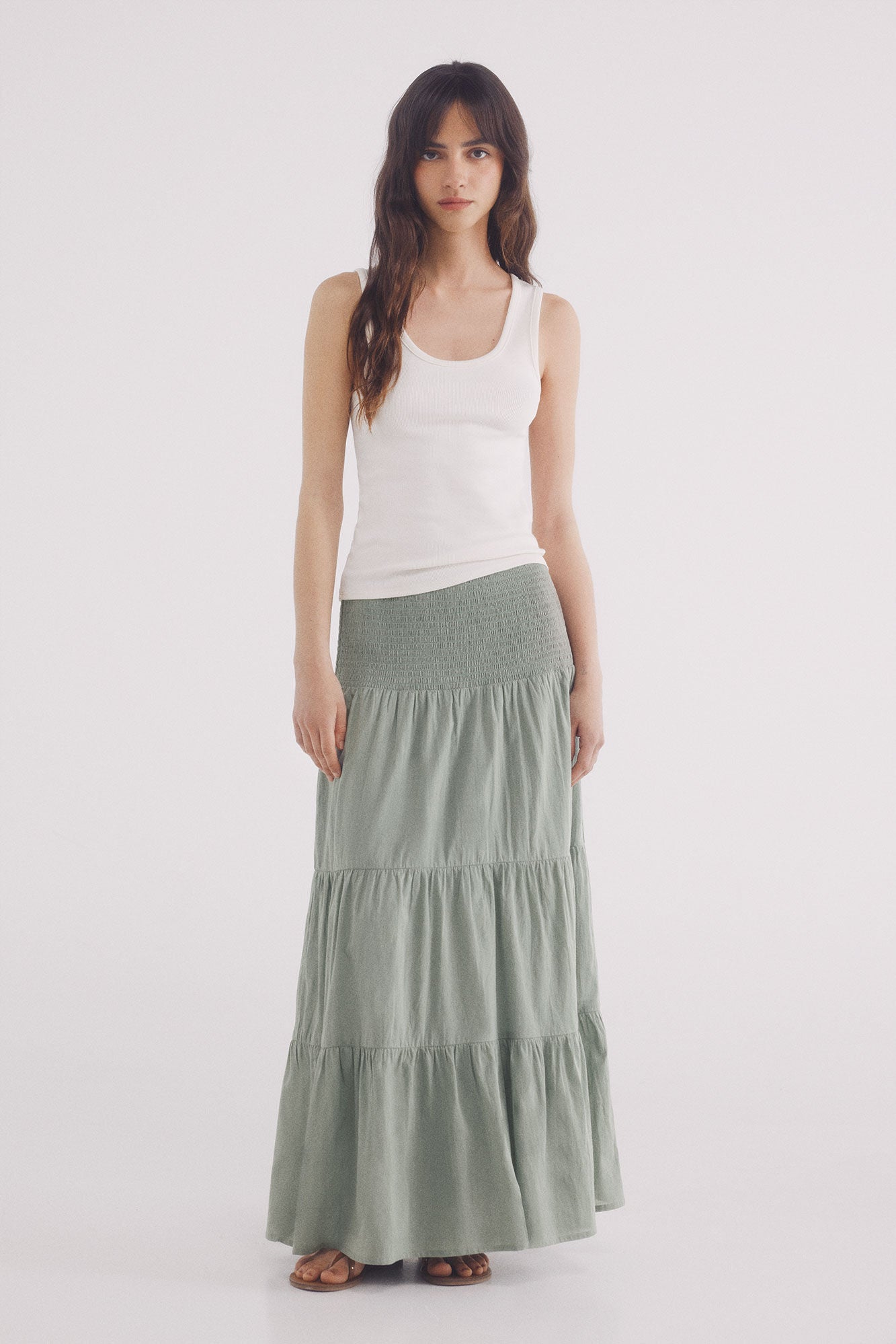 Springfield_Green_Long Tiered Skirt_6882877_21_05