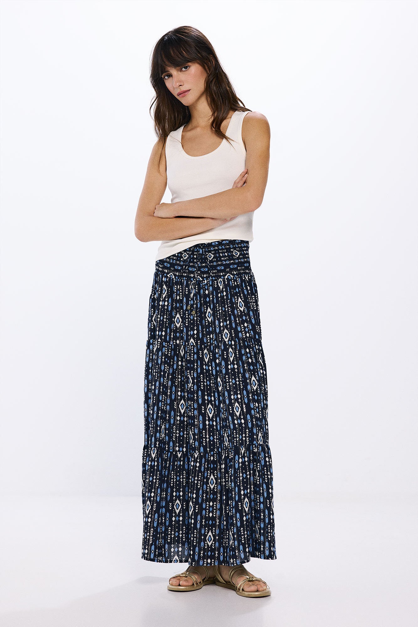 Springfield_Midi Skirt with Elastic Waist_6889128_10_01