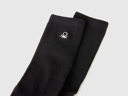 Benetton Black Men, Women Mid-Calf Terry Socks SKU: 6AO4V7006_100 Image 02