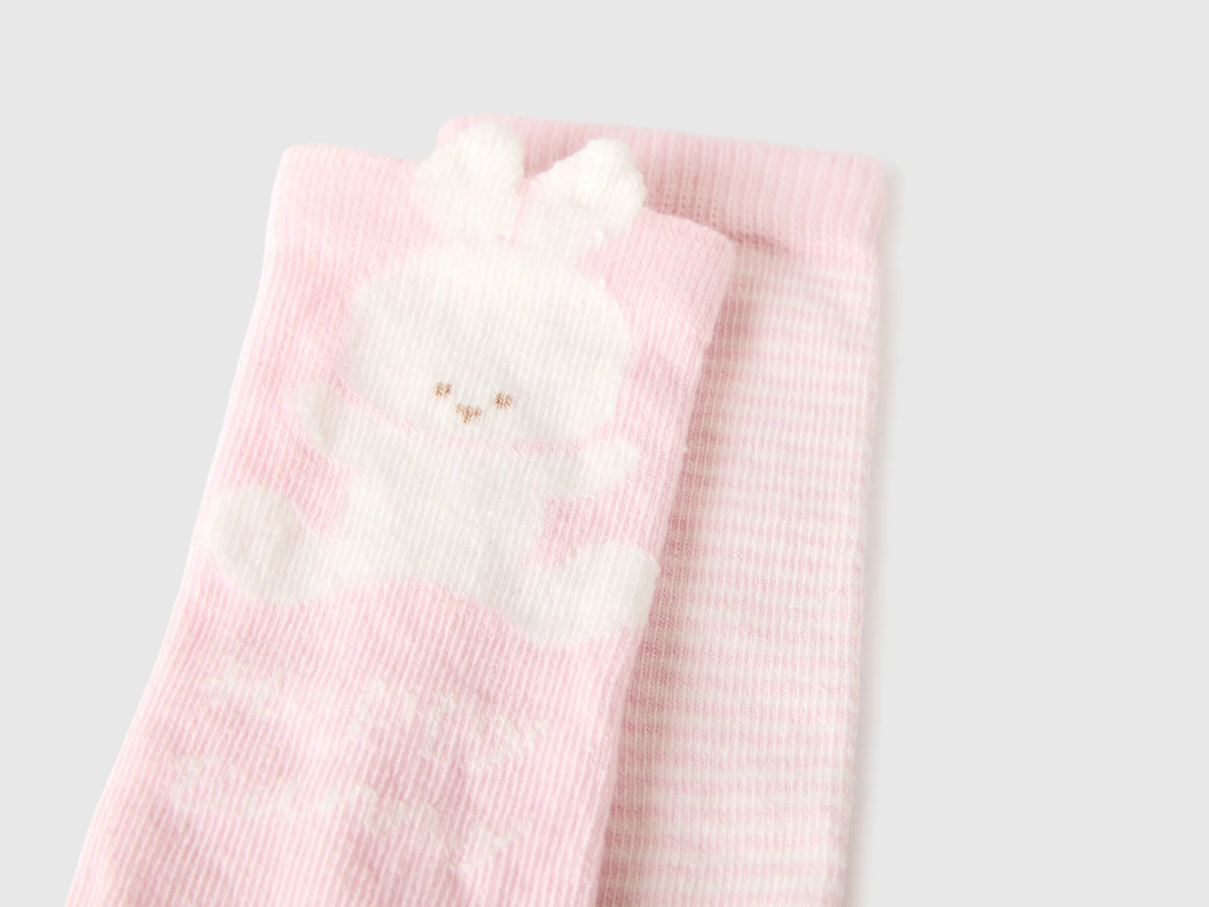 Benetton Pink New Born Set of Socks with Stripes and Bunny SKU: 6AO5R700D_85F Image 02