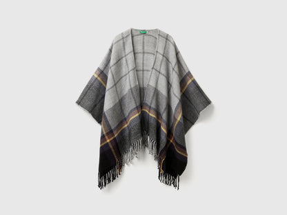 Benetton_Gray_Check Jacquard Cloak_6DDWDU01V_910_01