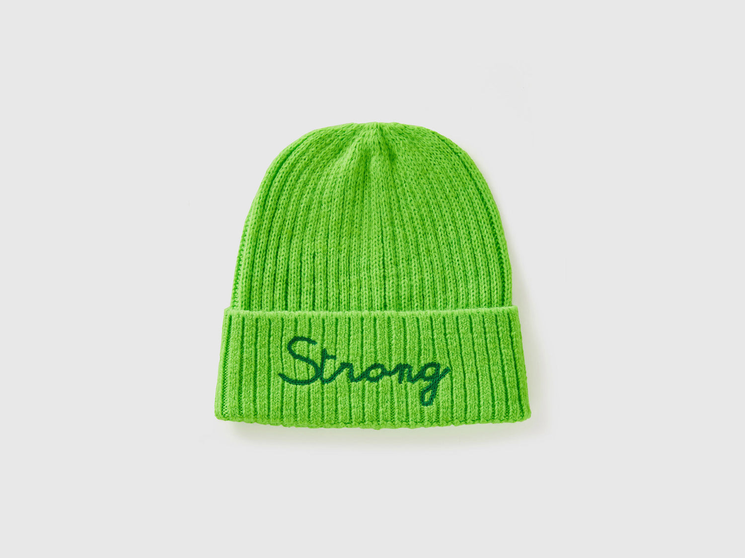 Neon Green Beanie with Embroidery_6LOWCA02J_40A_01