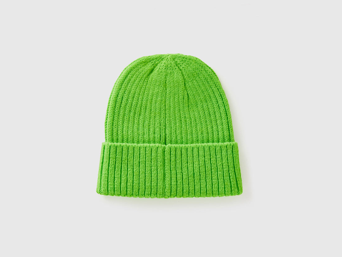 Neon Green Beanie with Embroidery_6LOWCA02J_40A_02