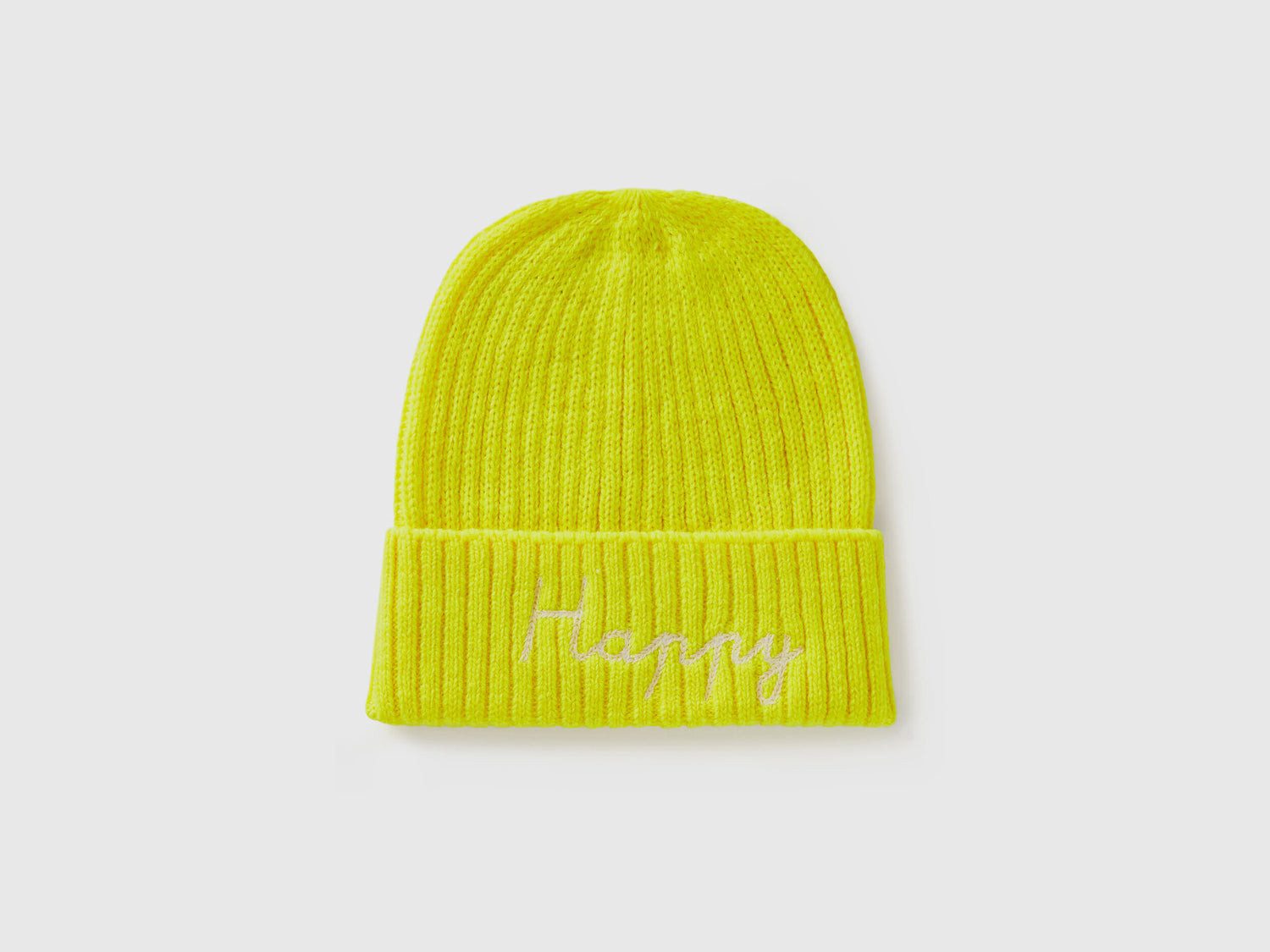 Neon Yellow Beanie with Embroidery_6LOWCA02J_40C_01