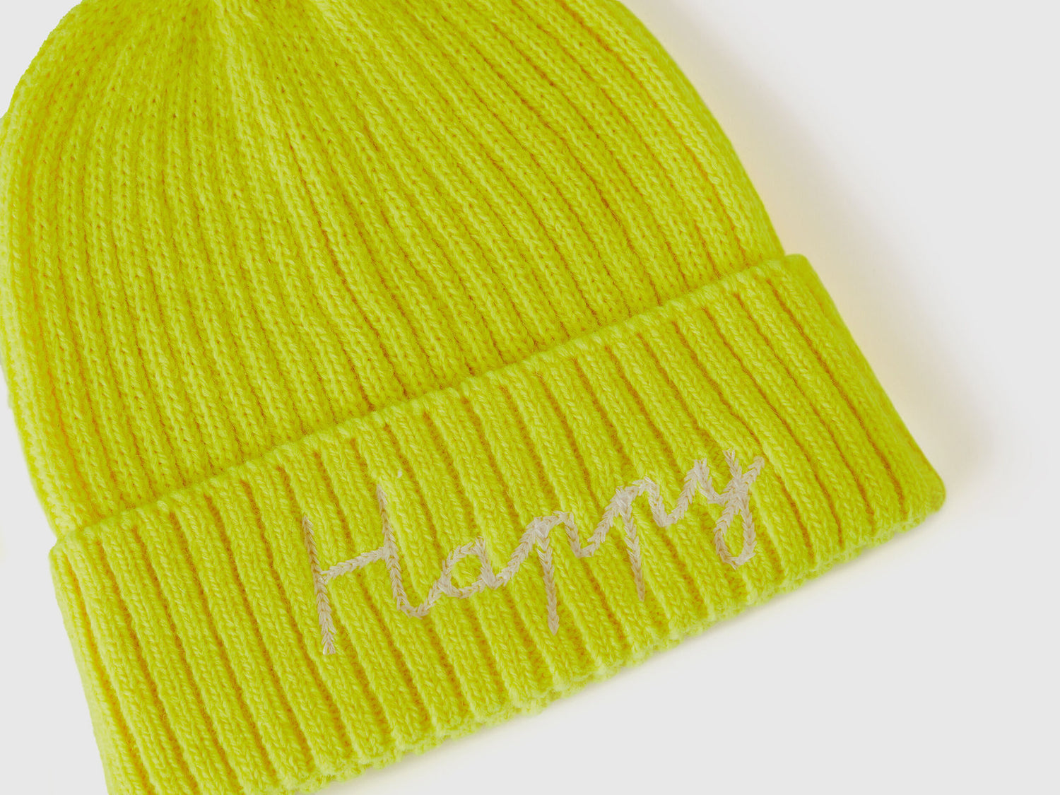 Neon Yellow Beanie with Embroidery_6LOWCA02J_40C_03