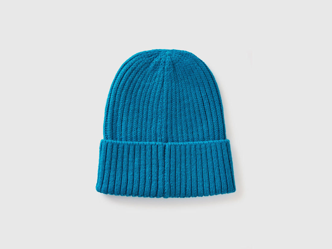 Neon Light Blue Beanie with Embroidery_6LOWCA02J_40P_02