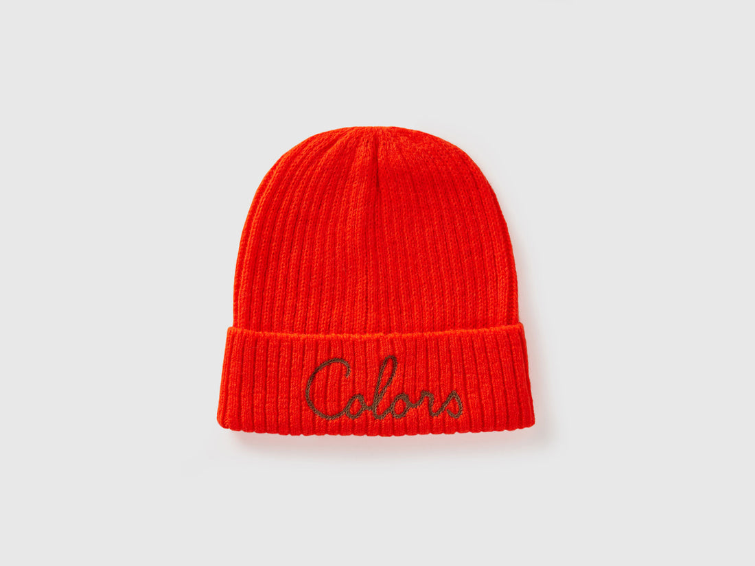 Neon Orange Beanie with Embroidery_6LOWDA015_40E_01