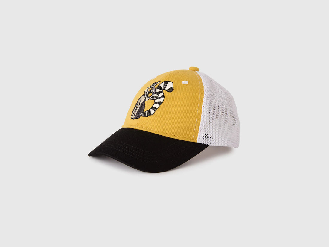 Benetton Mustard Boys Baseball Cap with Embroidery SKU: 6N3WRA00N_22R Image 01