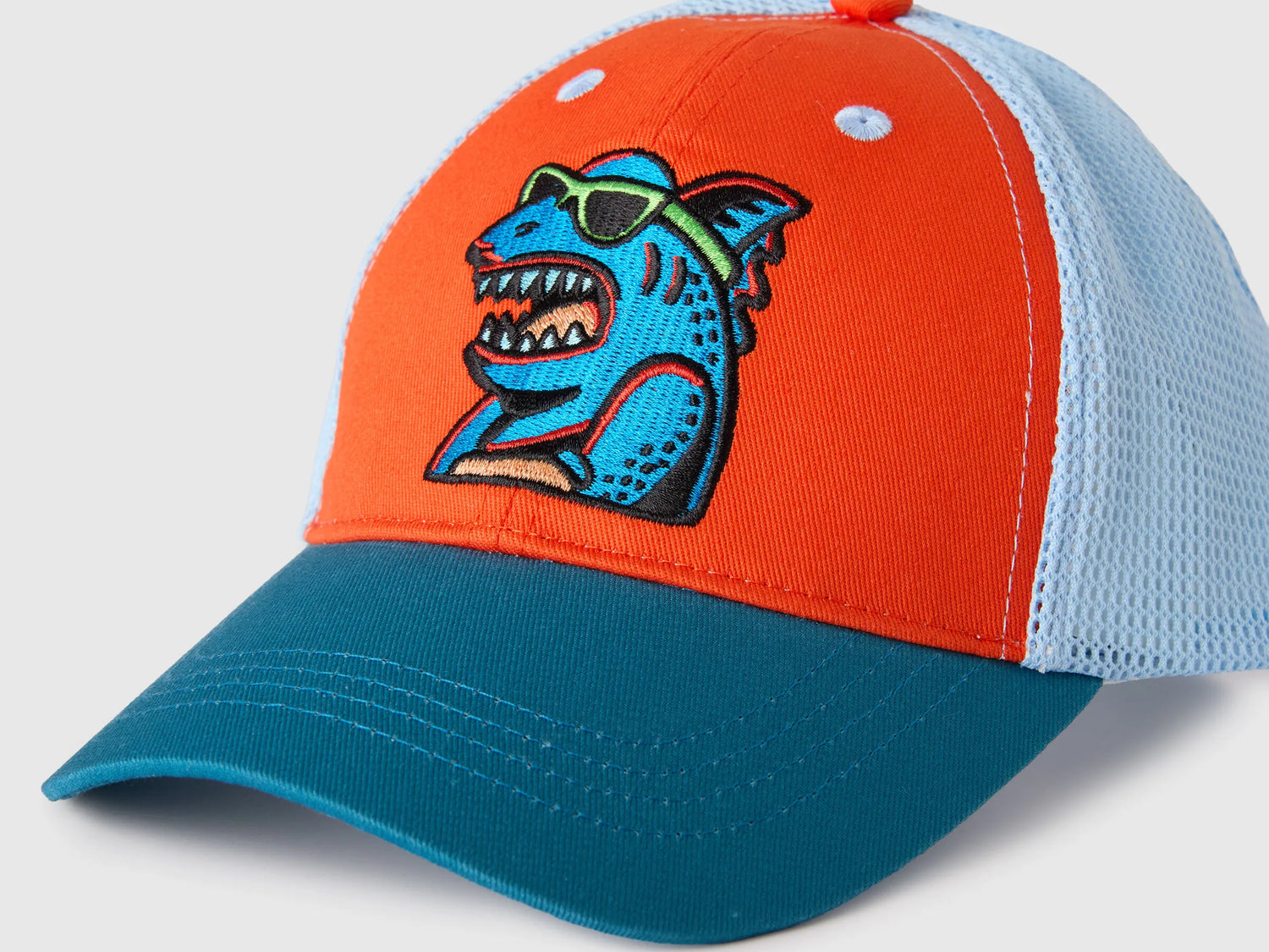 Benetton Orange Coral Boys Baseball Cap with Embroidery SKU: 6N3WRA00N_34Y Image 03