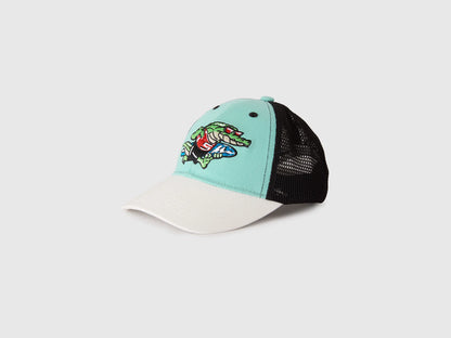 Benetton Aqua Boys Baseball Cap with Embroidery SKU: 6N3WRA00N_3L7 Image 01