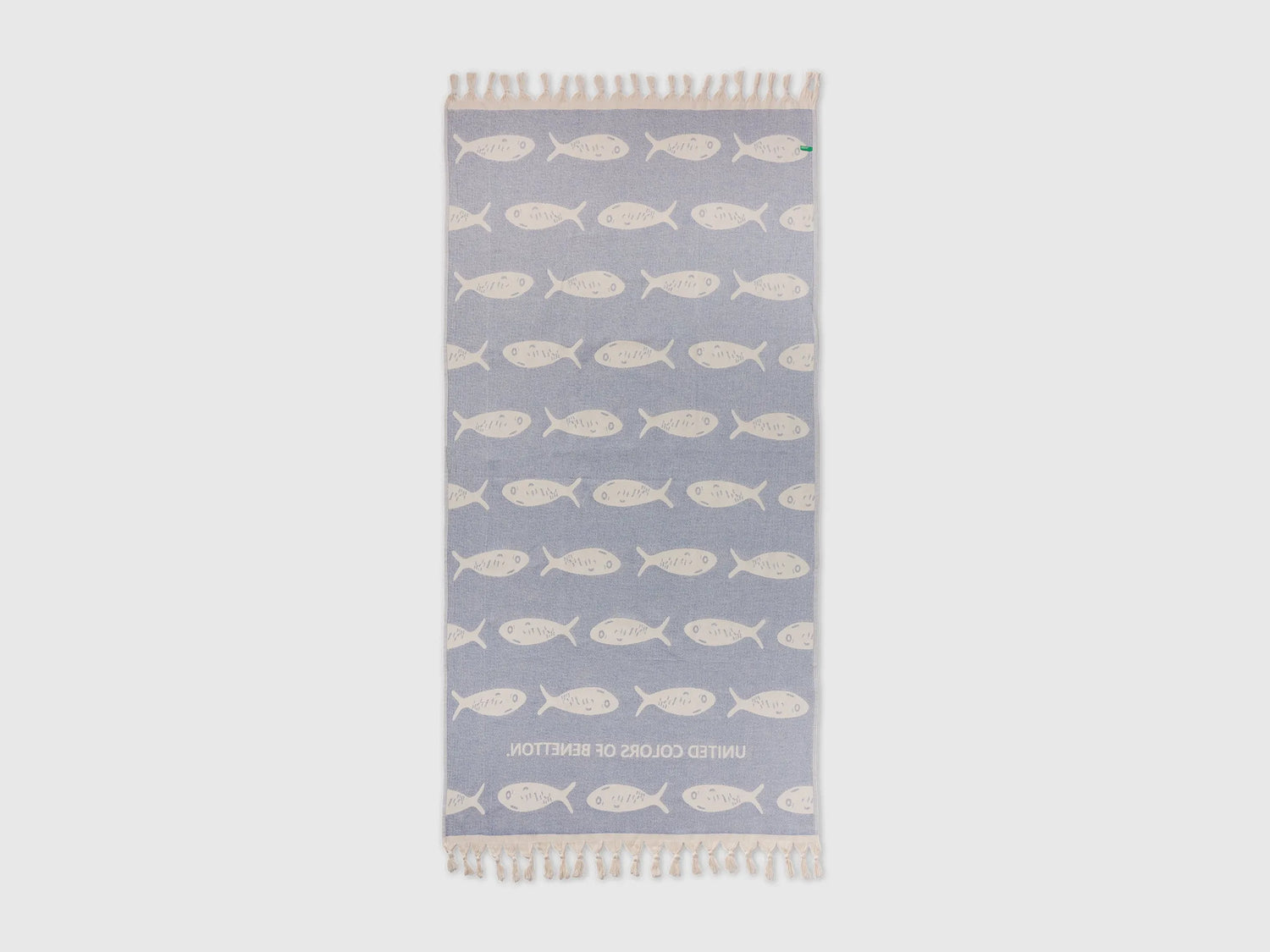 Benetton Creamy white Men, Women Jacquard Beach Towel with Blue Fish SKU: 6NYCV800Q_901 Image 02
