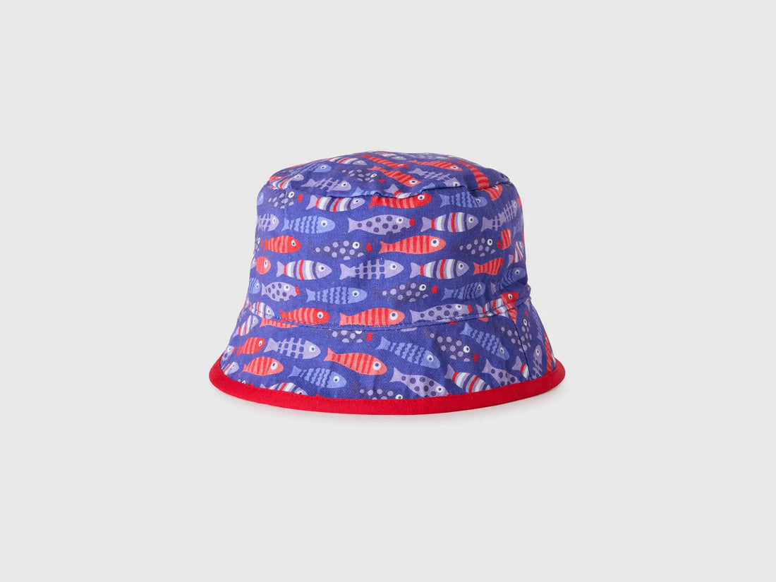 Benetton Bright Blue Boys Reversible Bucket Hat SKU: 6Q8RRA00K_03H Image 02
