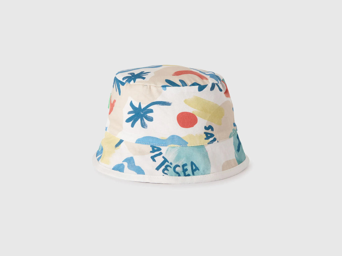 Benetton Creamy White Boys Reversible Bucket Hat SKU: 6Q8RRA00K_3C9 Image 02