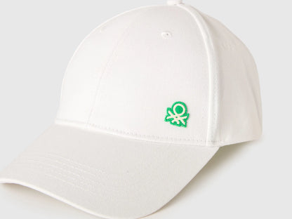 Benetton White Men Baseball Cap with Logo SKU: 6WEPVA001_101 Image 03