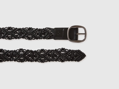 Benetton Black Women Crochet Belt SKU: 6XGSVL00E_100 Image 03